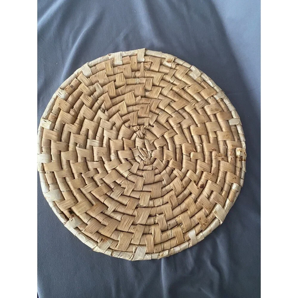 Woven Rattan Wicker 12” Round Place Matt Set Of 4 Straw Boho Table Setting Decor